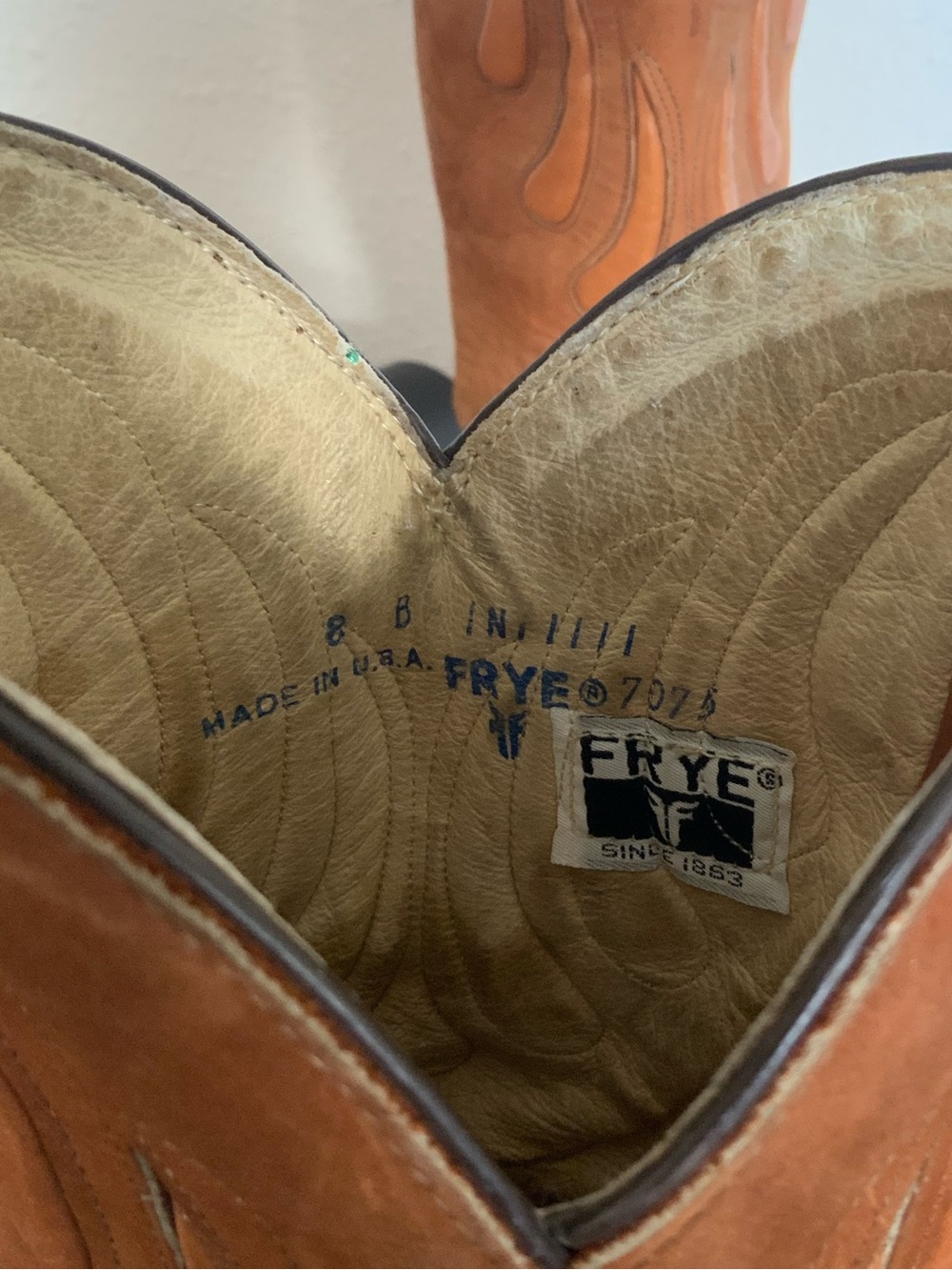 Vintage Frye Women's Tan Leather Cowgirl Boots 8B - Picture 5 of 5